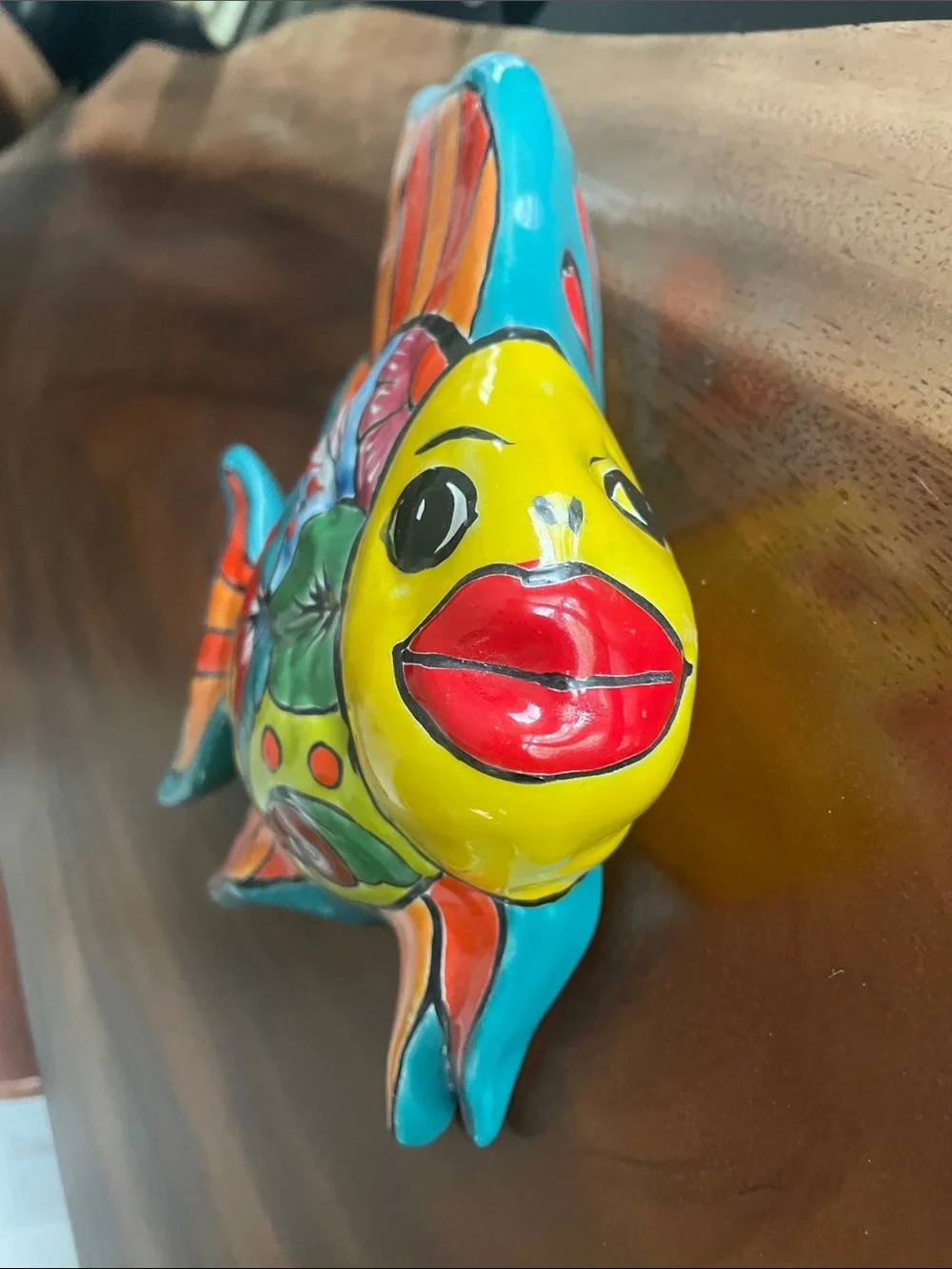Colorful Ceramic Fish Décor - Vibrant Yellow, Orange & Turquoise